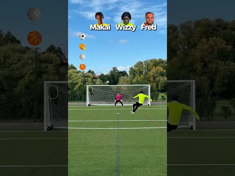 Shooting challenge with different balls ⚽️🏉🏐🏀 #football #soccer #futbol #challenge