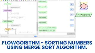 Flowgorithm Sorting Numbers using Merge Sort algorithm