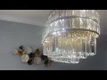 AOOCHOK Modern Crystal Chandelier Gold Finish Light Fixture Oval Crystal Pendant Light Hanging Lamp