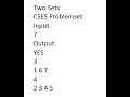 Two Sets CSES Problemset