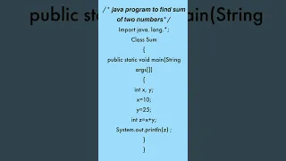 Java program to find sum of two numbers with output