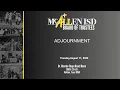 McAllen ISD Regular Board Meeting August 11 2026