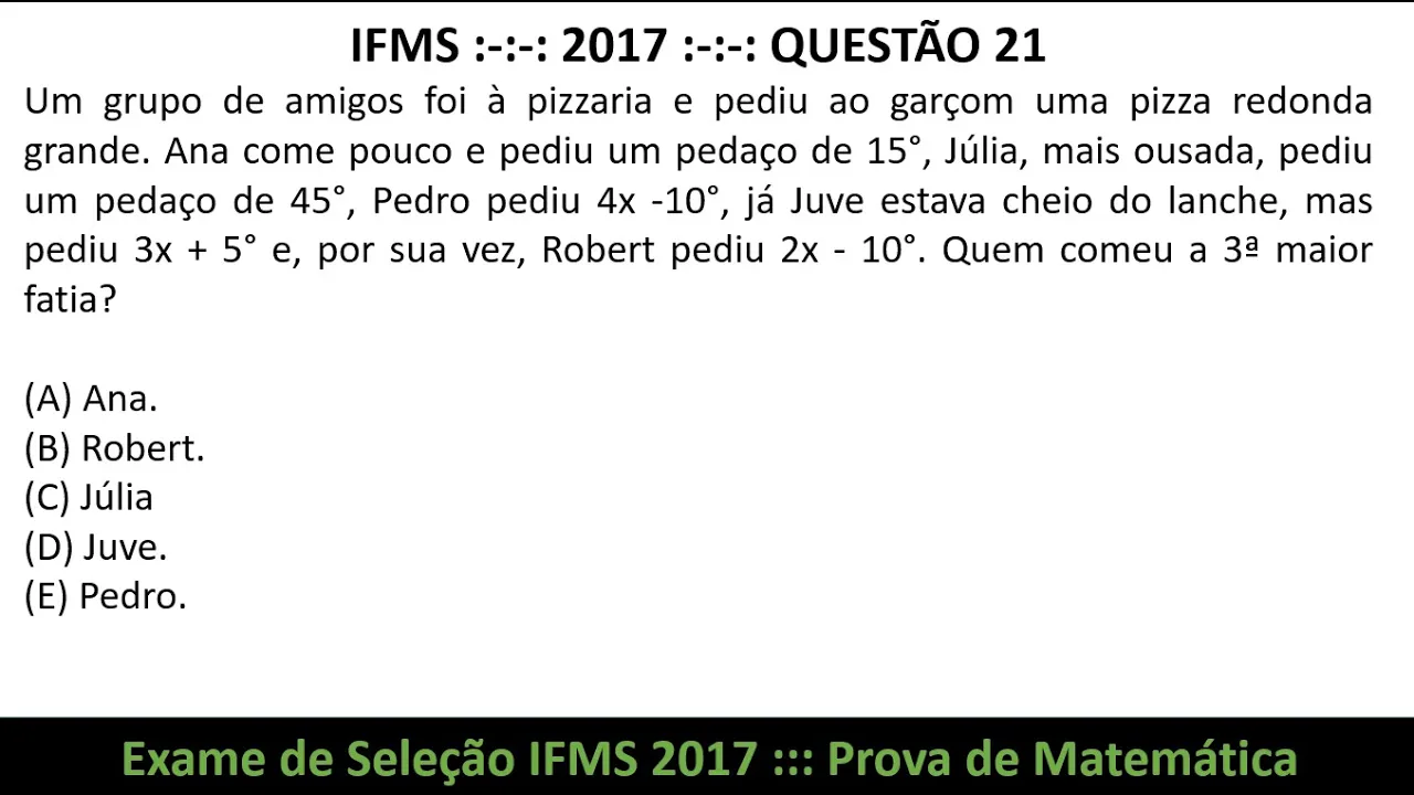 Ângulo de uma Circunferência #IFMS 2017 Q21 Prova de Matemática Exame de Seleção