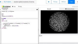 Finding the moment of inertia for a sphere by making 1000 random points