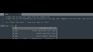 Ruby code to read user input from the command line