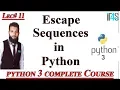 Python Tutorial in Urdu Hindi Escape Sequences in Python Uses of Escape Sequences