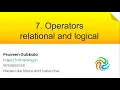 Operators relational logical Javascript Foundation Training s In telugu 07