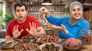 أكلنا أغرب أكلات العراق غصب واللي يرفض الأكله عقابه قوي! 😱🔥