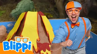 Saving the Dino Dance Party from a Volcano with Blippi! 🌋| Let's Get Moving - Kids Activities