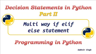 Decision Statements in Python Part 2 Multi way if elif else statement in Python