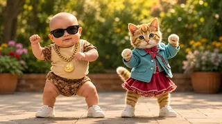 बेबी के साथ बिल्ली का डांस वीडियो | Cat videos | funny baby dance 😻💃| Videos for cats billi dance
