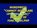 Wordpress Cannot redeclare cpt - reg