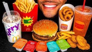ASMR MCDONALDS BURGER KING IMPOSSIBLE DOUBLE WHOPPER CHICKEN NUGGETS OREO MCFLURRY ONION RINGS JERRY