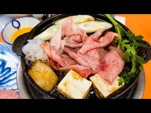 Download MP3 Japanese Sukiyaki - INSANELY MARBLED BEEF - Traditional 100 Year-Old Food in Tokyo, Japan!