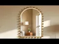 CavinHome 24x36 Inch Arched Wall Mirror with Antique Gold Ball Frame Beveled Arched Decorative Wall