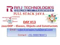 Full Stack Java Day 13 Java OOP Classes and Objects Constructors Raj Technologies