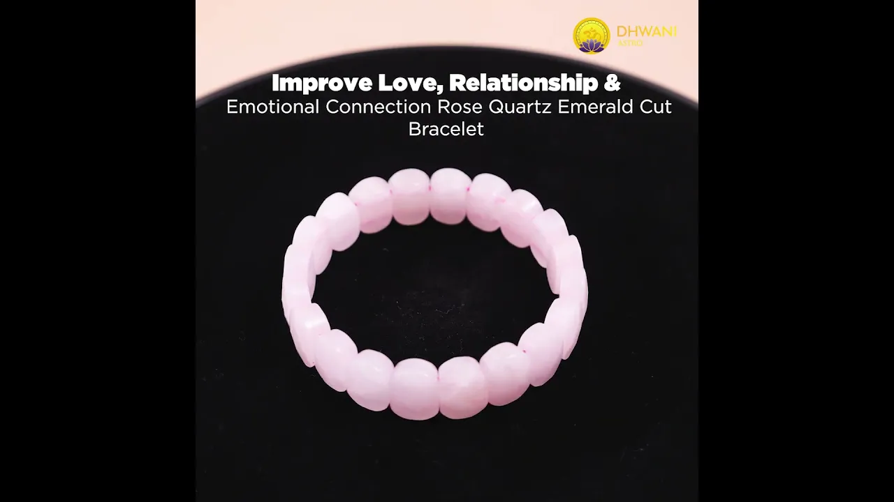 Improve Love, Relationship & Emotional Connection: Rose Quartz Emerald Cut Bracelet - Abhimantrit & Certified