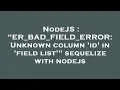 NodeJS ER - BAD