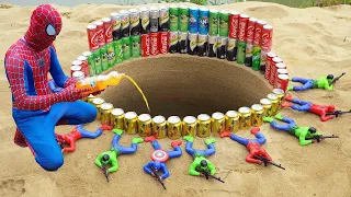 Thí Nghiệm Hố Siêu To Khổng Lồ với Coca Mentos, Soda, Pepsi, Fanta Cùng Với Siêu Nhân Người Nhện