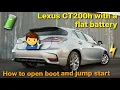 Opening Boot on Lexus CT200h with Flat 12v Battery Jump Start Fuse Box Access Key Fob Toyota Prius