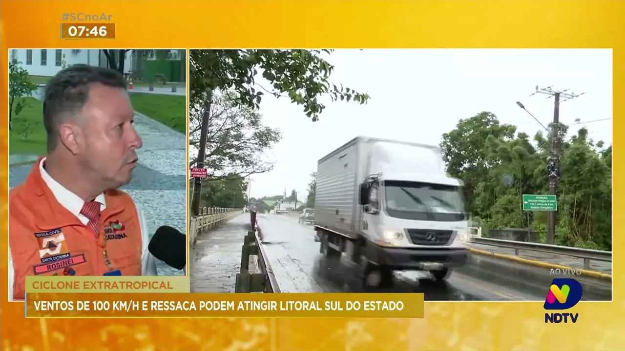 Defesa Civil alerta para ventos de 100 km/h e ressaca que podem atingir Litoral Sul de SC