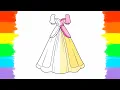 How to Draw and Color Pink and Yellow Dress Coloring Page