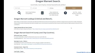 Oregon Warrant Search Active Arrest Bench Felony Lookup Online
