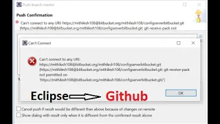 Can t connect to any repository How to fix this error while pushing code from Eclipse to Github
