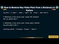 How to Remove Key Value Pairs from a Dictionary in Python