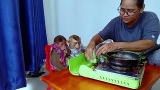 Mother cooking meals for children yummy