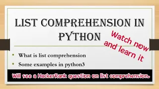 List Comprehension in Python Hindi List Comprehension Hacker-Rank Question Python Tutorial