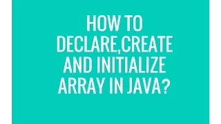 How to declare instantiate and initialize array