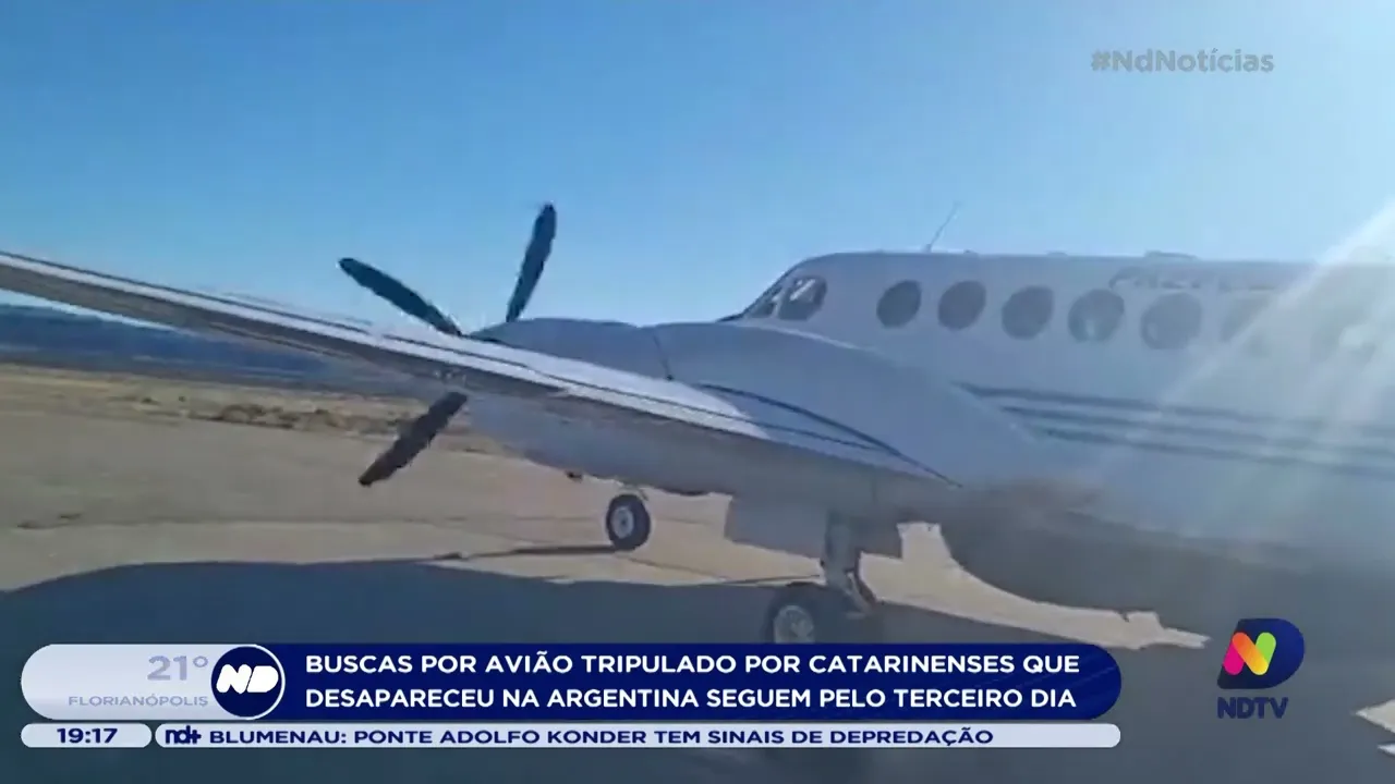Buscas por avião que desapareceu na Argentina com tripulantes catarinenses seguem pelo 3° dia