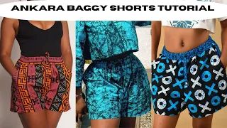 how to cut and sew ankara jumbo shorts pants with wide elastic waistband full detailed tutorial