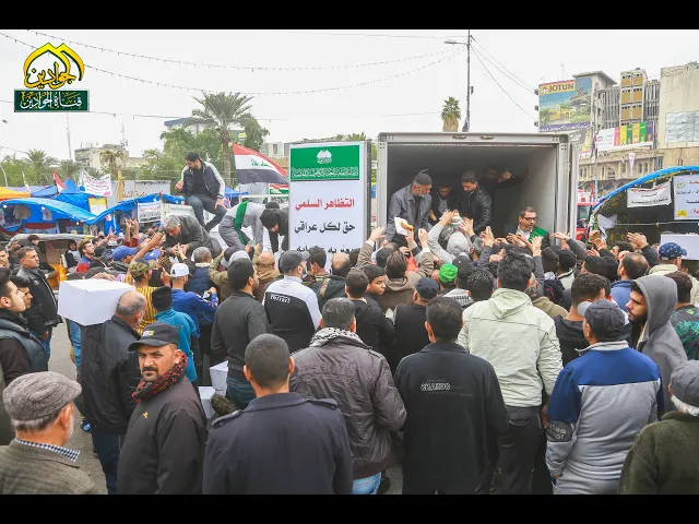 ⁣تحت شعارمعركة الاصلاح التي يخوضها شعبناهي معركة وطنية العتبة الكاظمية المقدسة تواصل دعمها للمتظاهرين