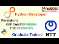 Persistent Python Developer NTT Graduate Trainee Persistent off campus Drive Python developer