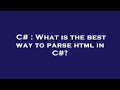 C What is the best way to parse html in C