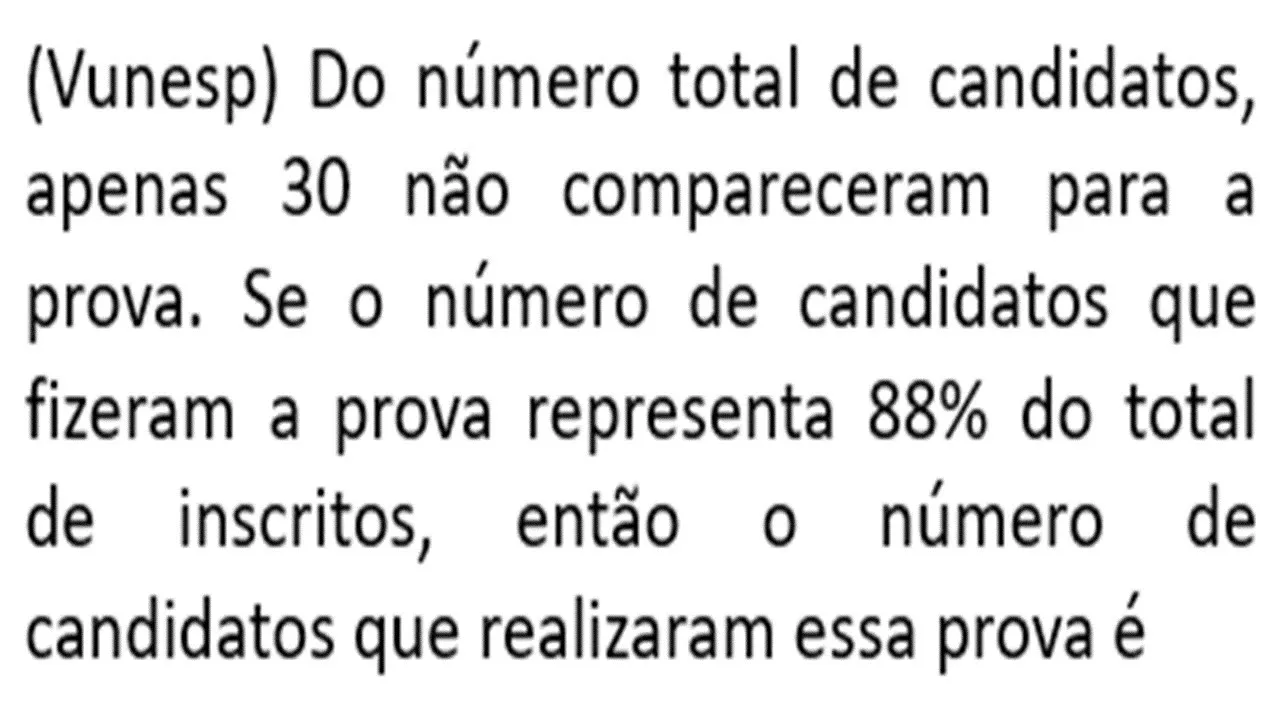 1 QUESTÃO DE CONCURSO DE MATEMÁTICA BÁSICA VUNESP PORCENTAGEM
