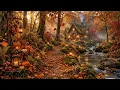 Cozy Fall Cottage Ambience 🍂 Creek, Forest & Wind Sounds for Sleep & Relaxation | 4K