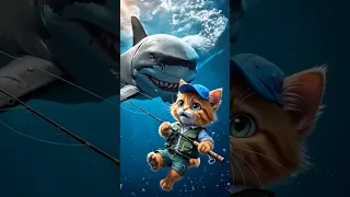 سمكة القرش عاوزه تاكل القط مياو شوف النهايه Shortvideo Cat Ai Shorts 
