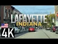 Driving in Lafayette Indiana Purdue University Area - 4K Street Tour Includes Downtown Lafayette