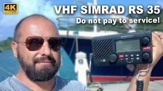 Marine VHF radio SIMRAD RS35, B&G V50, Lowrance Link-8. Reset MMSI number. How to connect Headset