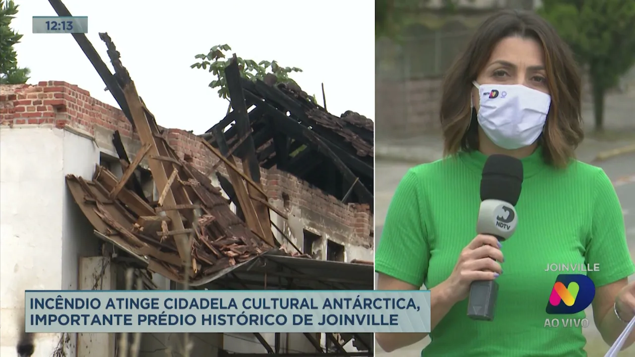 Incêndio atinge Cidadela Cultural Antártica, importante prédio histórico de Joinville