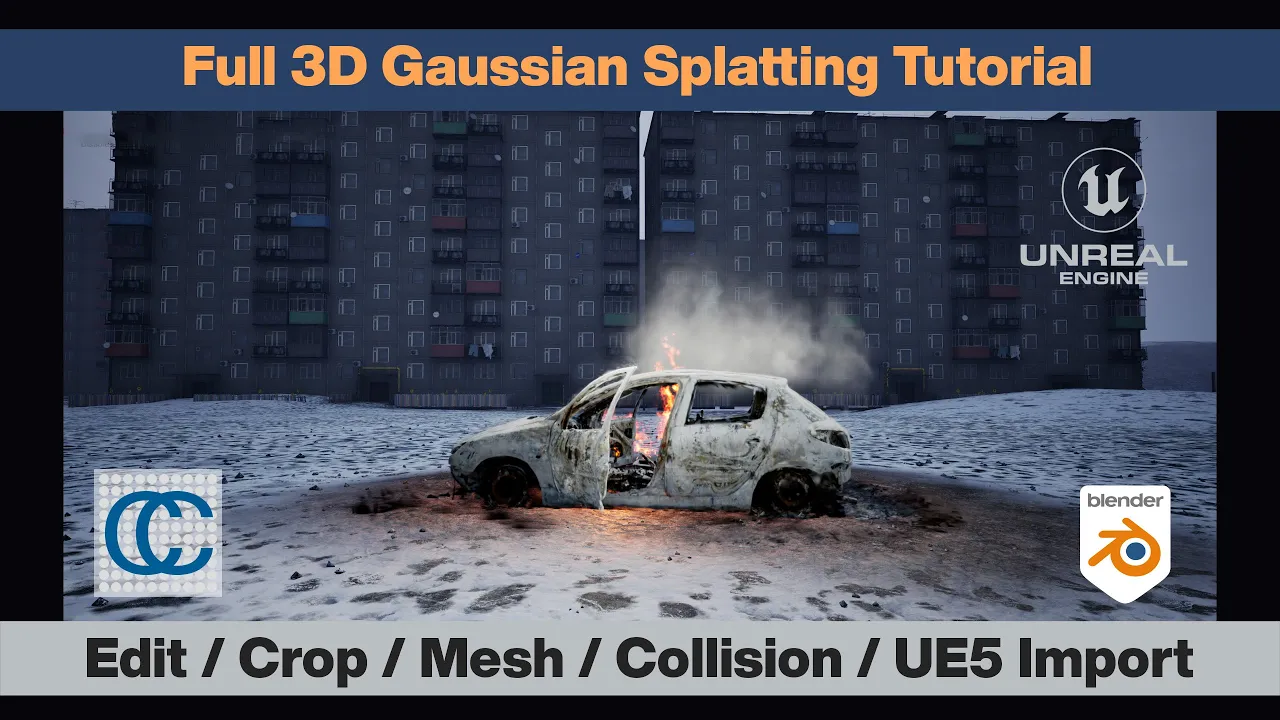 3D Gaussian Splatting full tutorial, crop, transform, mesh, import into UE5 & Collision
