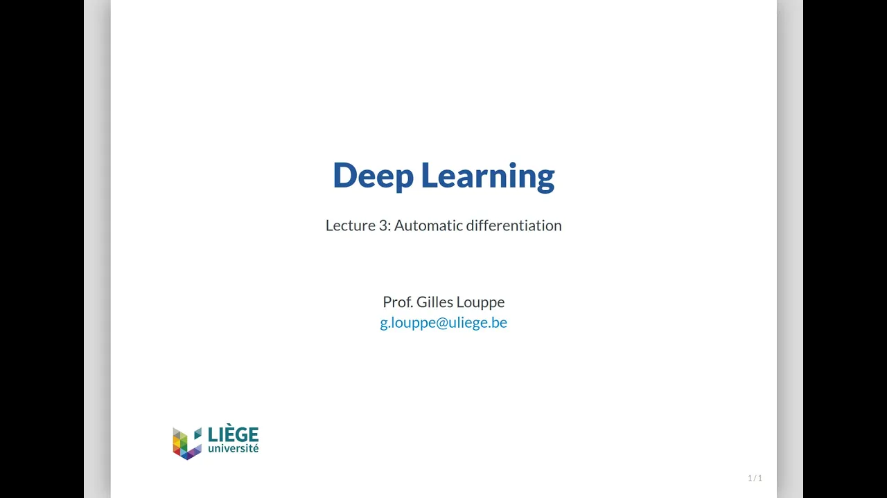 INFO8010 Lecture 3: Automatic differentiation
