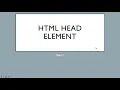 Head Elements in HTML Script style meta link title
