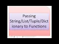 PASSING STRING Lists tuples dictionaries to functions Class 12 Unit 1 FUNCTION