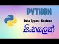 Data Types Boolean Python Tutorial for Beginners with Examples in Sinhala