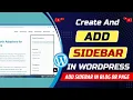 How to create sidebar in WordPress without plugin Add sidebar in WordPress blog page