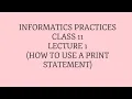 LECTURE 1 IP CLASS 11 HOW TO USE PRINT STATEMENT